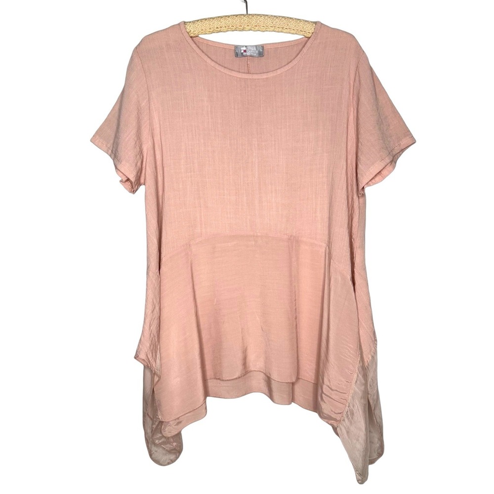 Tina Stephens O/S Italy Silk Cotton Butterfly Blouse Top Fairy Asymmetrical